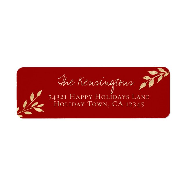 Elegant Christmas Gold Leaves on Winter Red (Front)