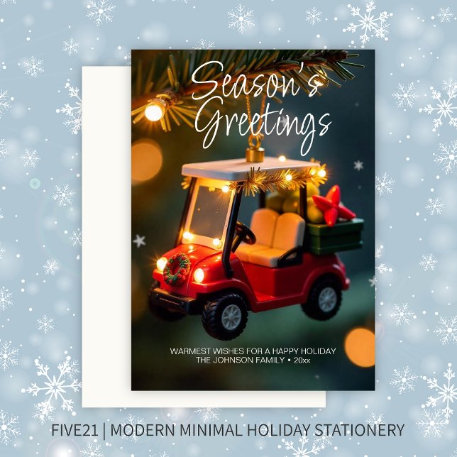 Elegant Christmas Golf Cart Ornament Holiday Card (Creator Uploaded)