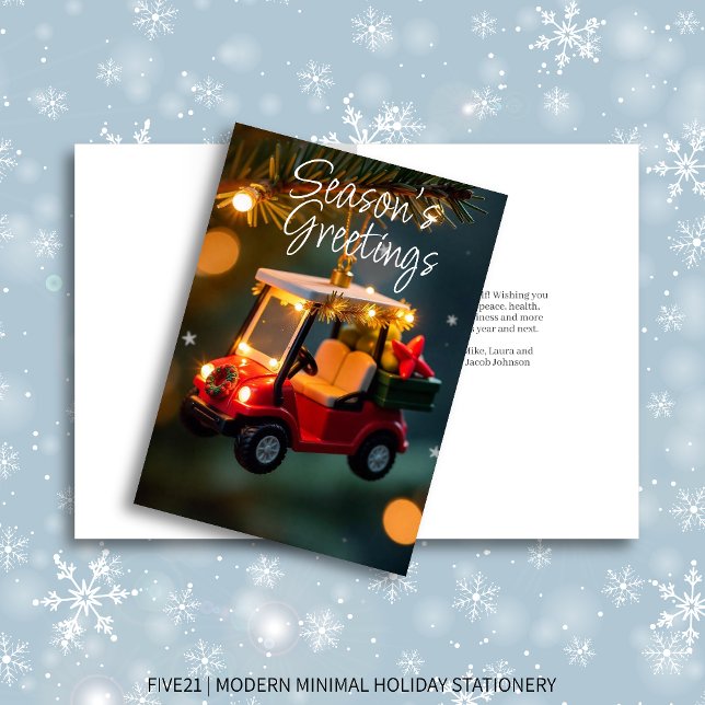 Elegant Christmas Golf Cart Ornament Holiday Card (Creator Uploaded)