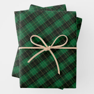 Elegant Christmas green plaid Festive Wrapping Paper Sheet