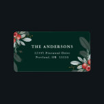 Elegant Christmas Greenery Dark Green Return Label<br><div class="desc">An elegant Christmas return address label featuring elegant winter greenery and berries on a dark green background.</div>