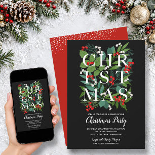 Elegant CHRISTMAS Greenery Party Invitation