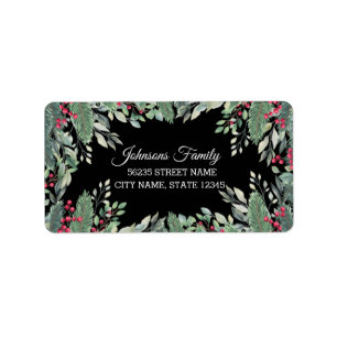 elegant christmas greenery red berries black label