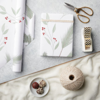 Elegant Christmas greenery wrapping paper