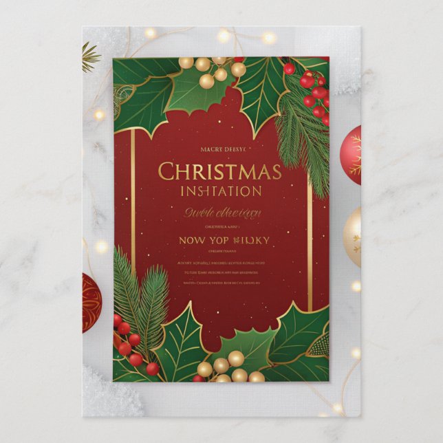 Elegant Christmas Greeting Cards – Red & Green Hol (Front)