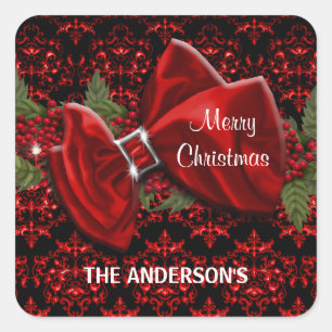 Elegant Christmas greeting PERSONALIZE Square Sticker
