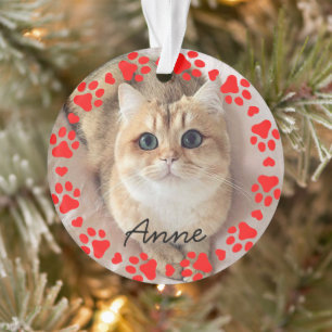 elegant christmas holiday Custom cat Photo Ornament