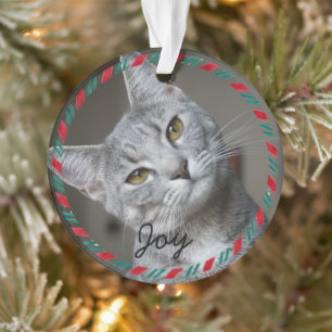 elegant christmas holiday Custom cat Photo Ornament