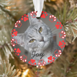 elegant christmas holiday Custom cat Photo    Ornament