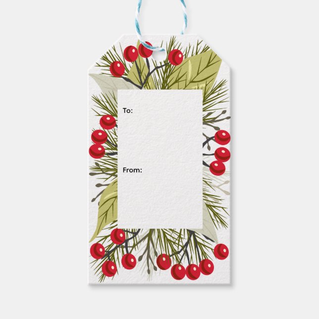 Elegant Christmas/Holiday Holly Gift Tags (Front)