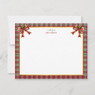 Elegant Christmas Holiday Red Bow Thank You Card
