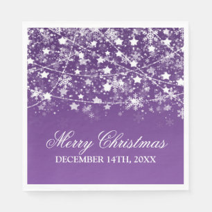 Elegant Christmas Holiday String Lights Purple Napkin