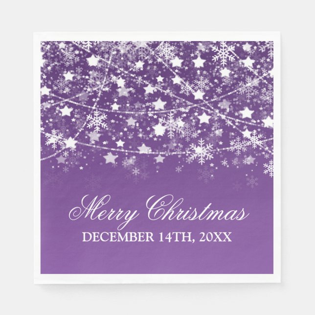Elegant Christmas Holiday String Lights Purple Napkin (Front)