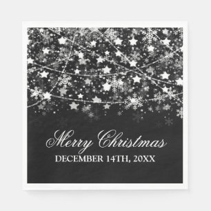 Elegant Christmas Holiday String Lights Silver Napkin