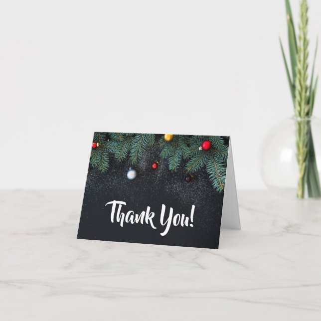 Elegant Christmas Holiday Thank You Card (Front)