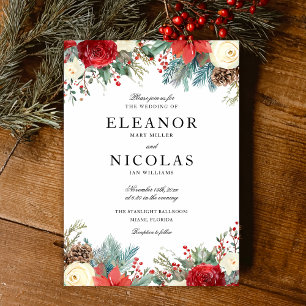 Elegant Christmas Holiday Winter Wedding  Invitation