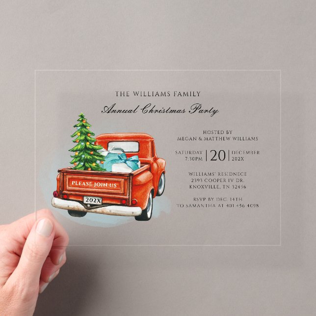 Elegant Christmas Holidays Family Party Acrylic Invitations (Insitu (Handheld))