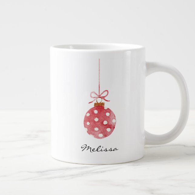 Elegant Christmas Holidays Personalized Name Large Coffee Mug (Right)