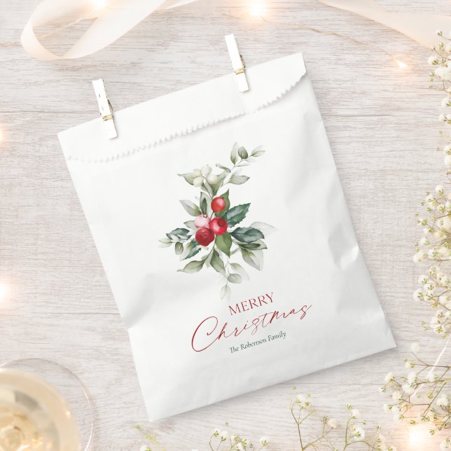 Elegant Christmas Holly Favour Bag (Clipped)