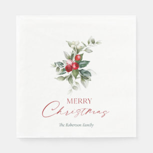 Elegant Christmas Holly Napkin