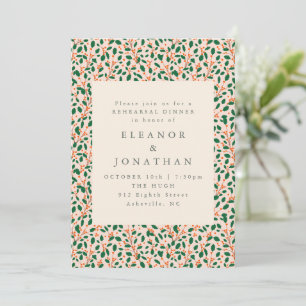 Elegant Christmas Holly Wedding Rehearsal Dinner Invitation