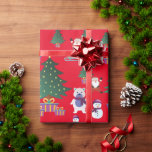 Elegant christmas illustration wrapping paper<br><div class="desc">This elegant christmas illustration design consists of santa claus,  christmas tree,  waving santa,  gift boxes,  snowman,  santa cart and christmas stars.</div>