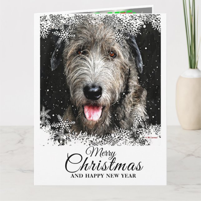 Elegant Christmas Irish Wolfhound Card (Front)