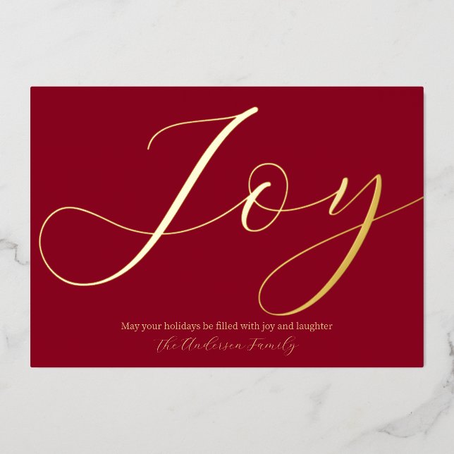 Elegant Christmas Joy Red Gold Holiday (Front)