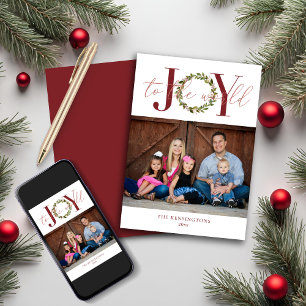 Elegant Christmas Joy to the World Holiday Photo Card