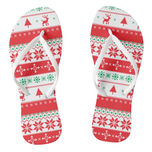 Elegant Christmas Knitted Pattern | Flip Flops (Footbed)