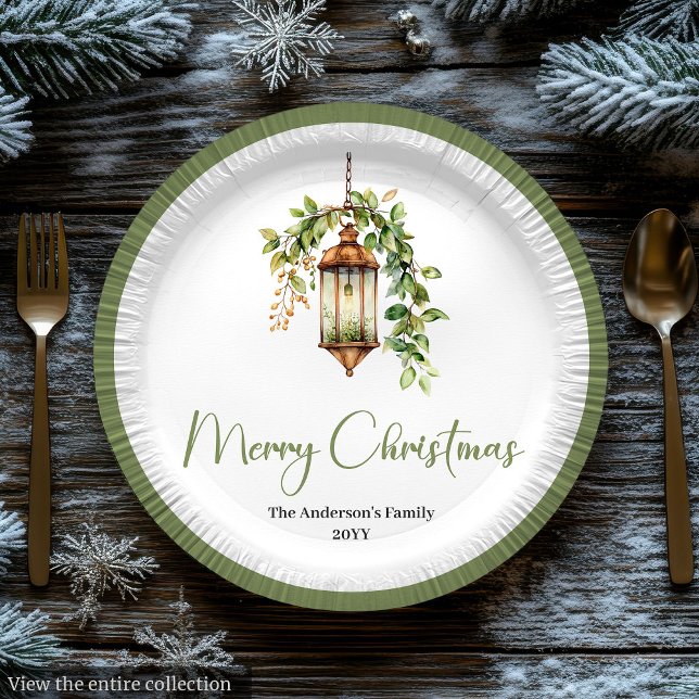 Elegant Christmas Lantern with Boho Florals Plate (Elegant Christmas Lantern with Boho Florals Plate

)