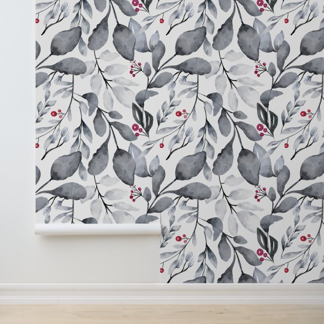 Elegant Christmas Leaves and Berries Wallpaper (Application)