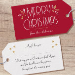 Elegant Christmas Leaves Custom Deep Red Gold Gift Tags<br><div class="desc">Add a touch of Art Deco style to your Christmas with these festive gift tags. A stylish design featuring leaves and berries in a colour palette of deep red, white and a gold coloured texture. This editable template can be personalized on the front and back with a name, family name...</div>