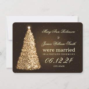 Elegant Christmas Marriage Elopement Gold Holiday Card
