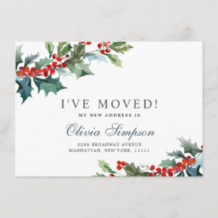 Elegant Christmas Mistletoe Moving Announcement