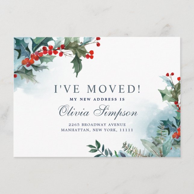 Elegant Christmas Mistletoe Moving Announcement (Front)