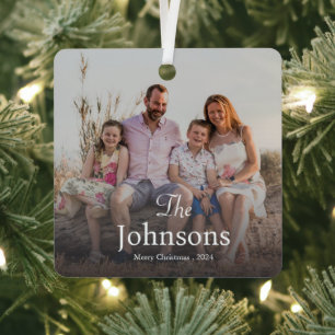 Elegant Christmas   Modern Trendy Fun Family  Metal Ornament