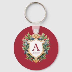 Elegant Christmas Monogram Letter  Keychain