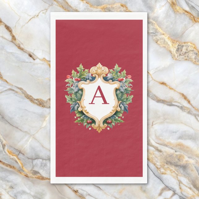 Elegant Christmas Monogram Letter  Napkin (Creator Uploaded)