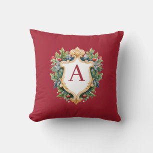 Elegant Christmas Monogram Letter Throw Pillow
