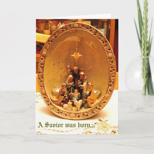 Elegant Christmas Nativity Scene Design w/Verse Holiday Card (Front)