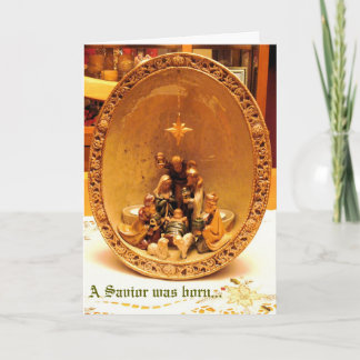 Elegant Christmas Nativity Scene Design w/Verse Holiday Card