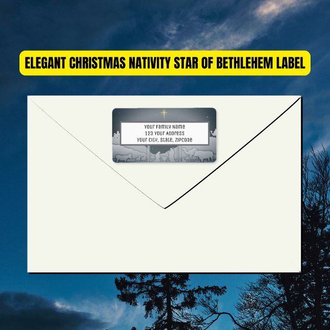 Elegant Christmas Nativity Star Of Bethlehem  Label (Elegant Christmas Nativity Star Of Bethlehem Return Address Labels)