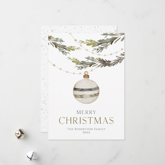  Elegant Christmas Ornament Card  (Front/Back In Situ)