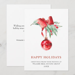 Elegant Christmas Ornament Corporate Greeting Holiday Card