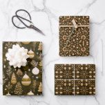 Elegant Christmas Ornament & Mandala Pattern Brown Wrapping Paper Sheet<br><div class="desc">Gift wrap set with three designs that share the same colour scheme, with Gold Brown being the main colour: the first is a traditional Christmas tree decoration with the phrase Merry Christmas in white, the second is a penrose style mandala pattern and the third is a geometric pattern. The three...</div>