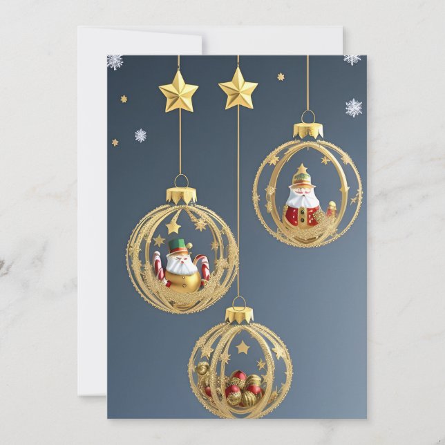 Elegant Christmas Ornaments Holiday Card (Front)