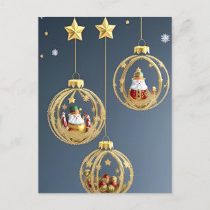 Elegant Christmas Ornaments Holiday Postcard