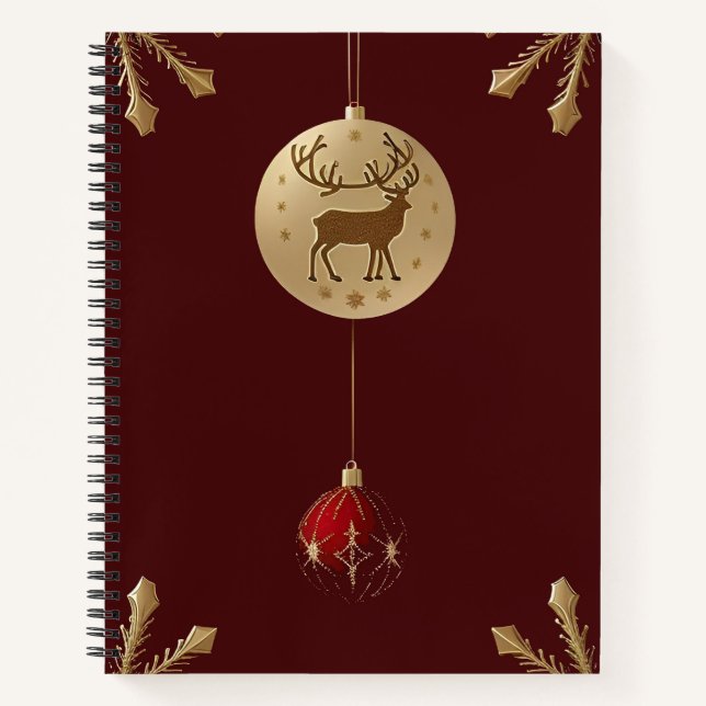 Elegant Christmas Ornaments Notebook (Front)