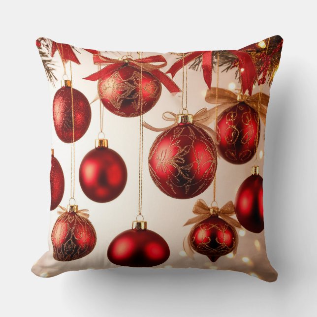Elegant Christmas Ornaments Throw Pillow (Front)